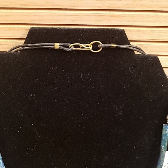 Boho Blue & gold tipped drop necklace GUC NWT - Picture 4 of 8